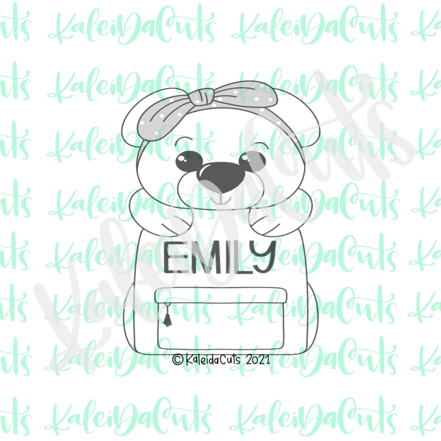 Girly Bear Bookbag Plaque Cookie Cutter