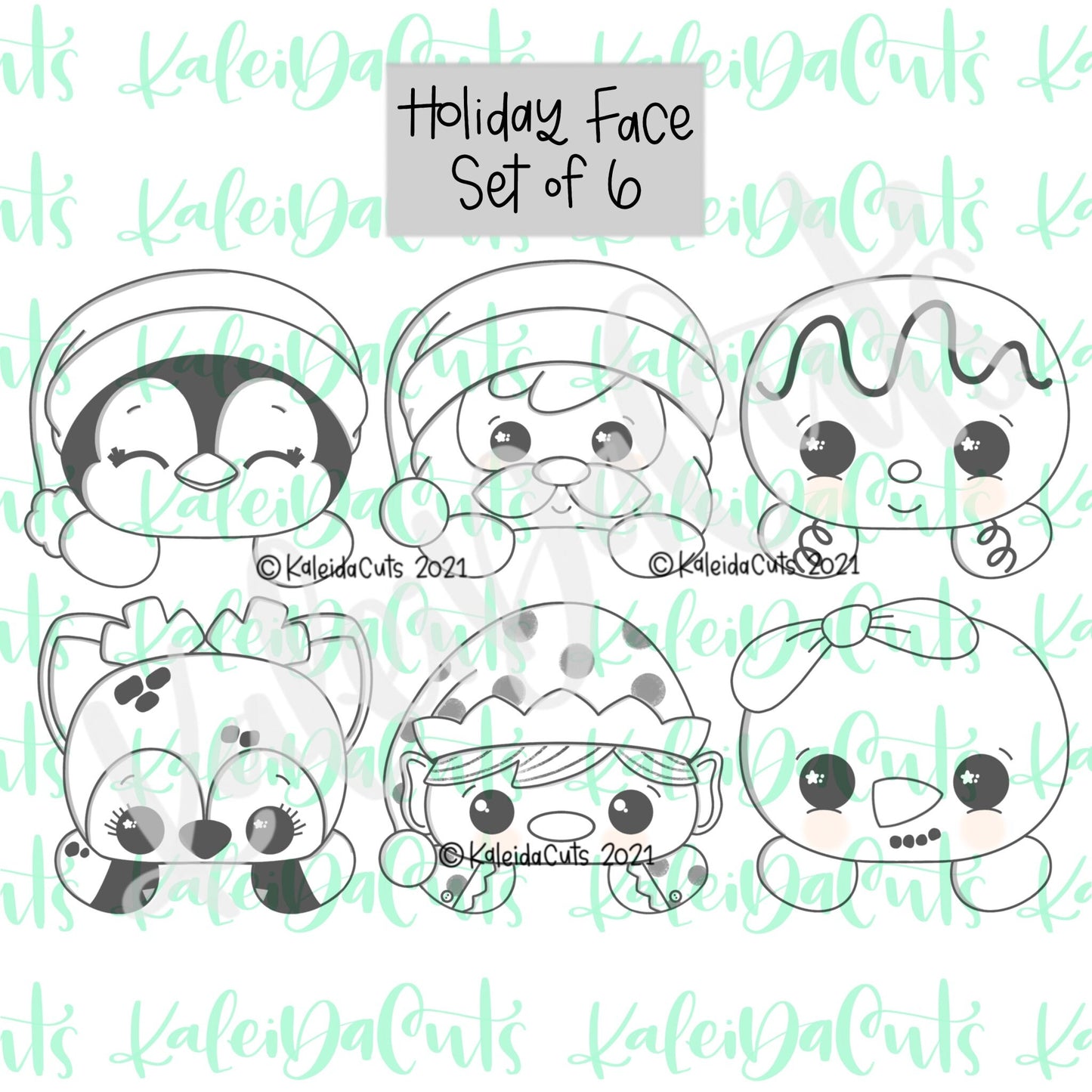 Holiday Face Set of 6 Cookie Cutters