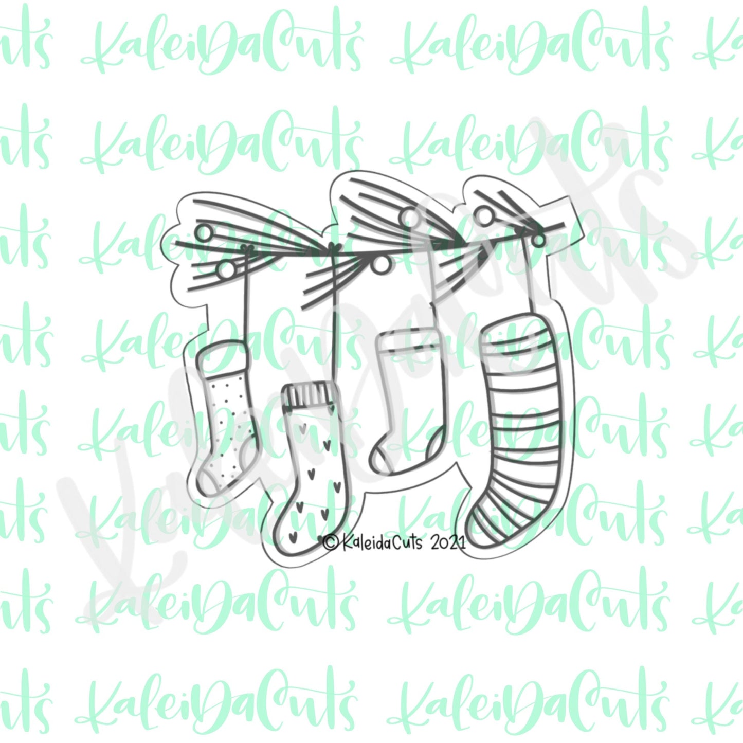Greenery Hanging Stockings Cookie Cutter