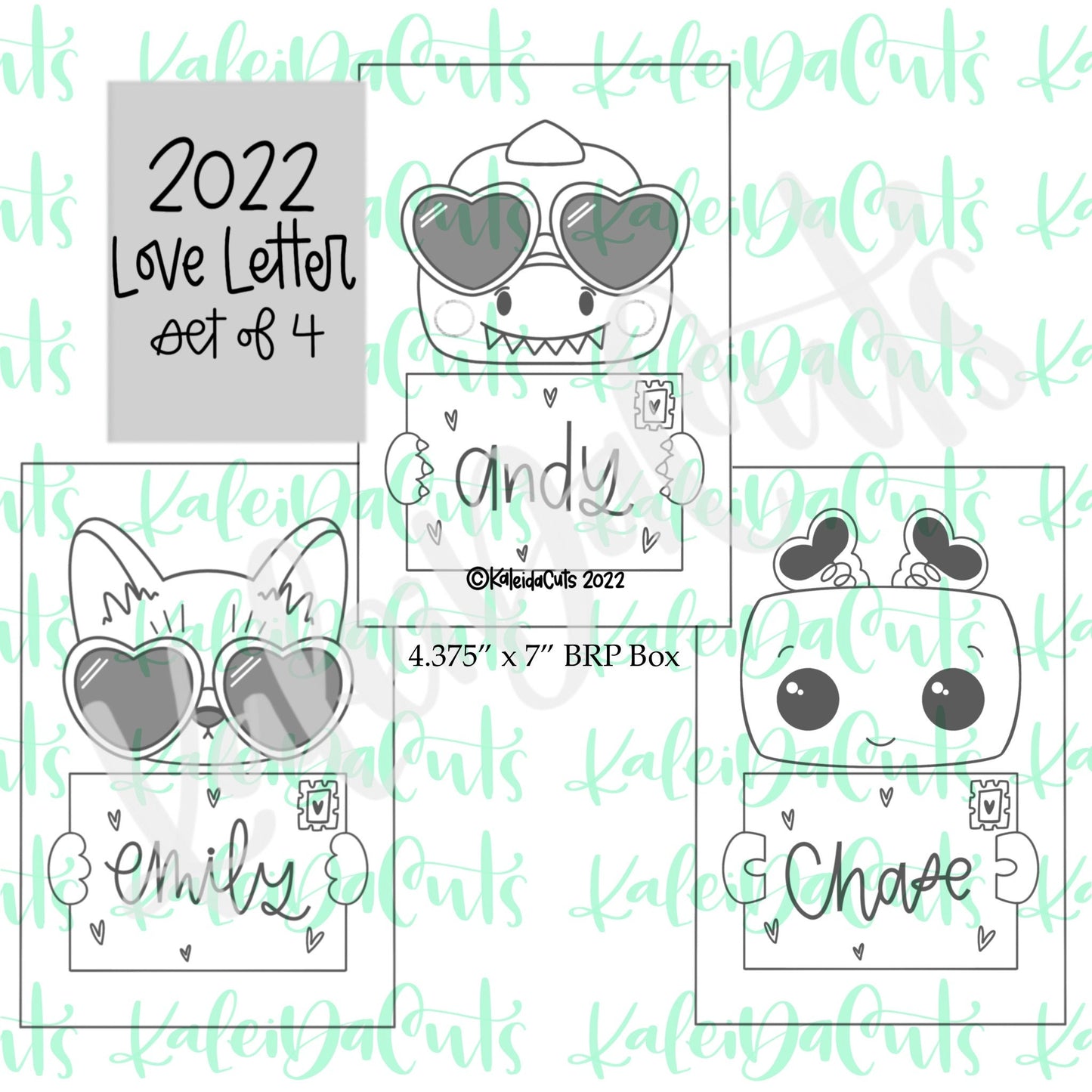 2022 Love Letter Set of 4 Cookie Cutters
