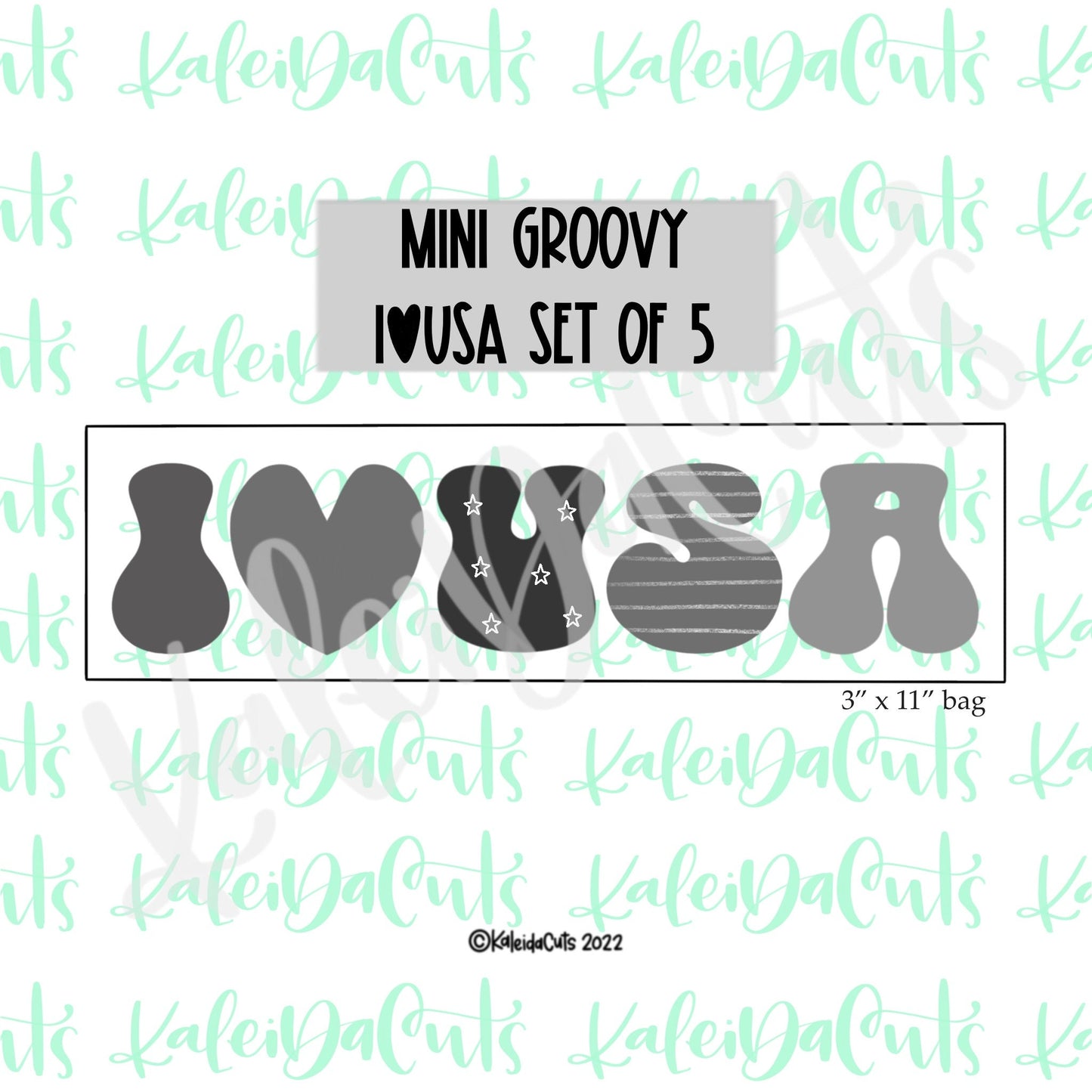 Mini I Heart USA Set of 5 Cookie Cutters