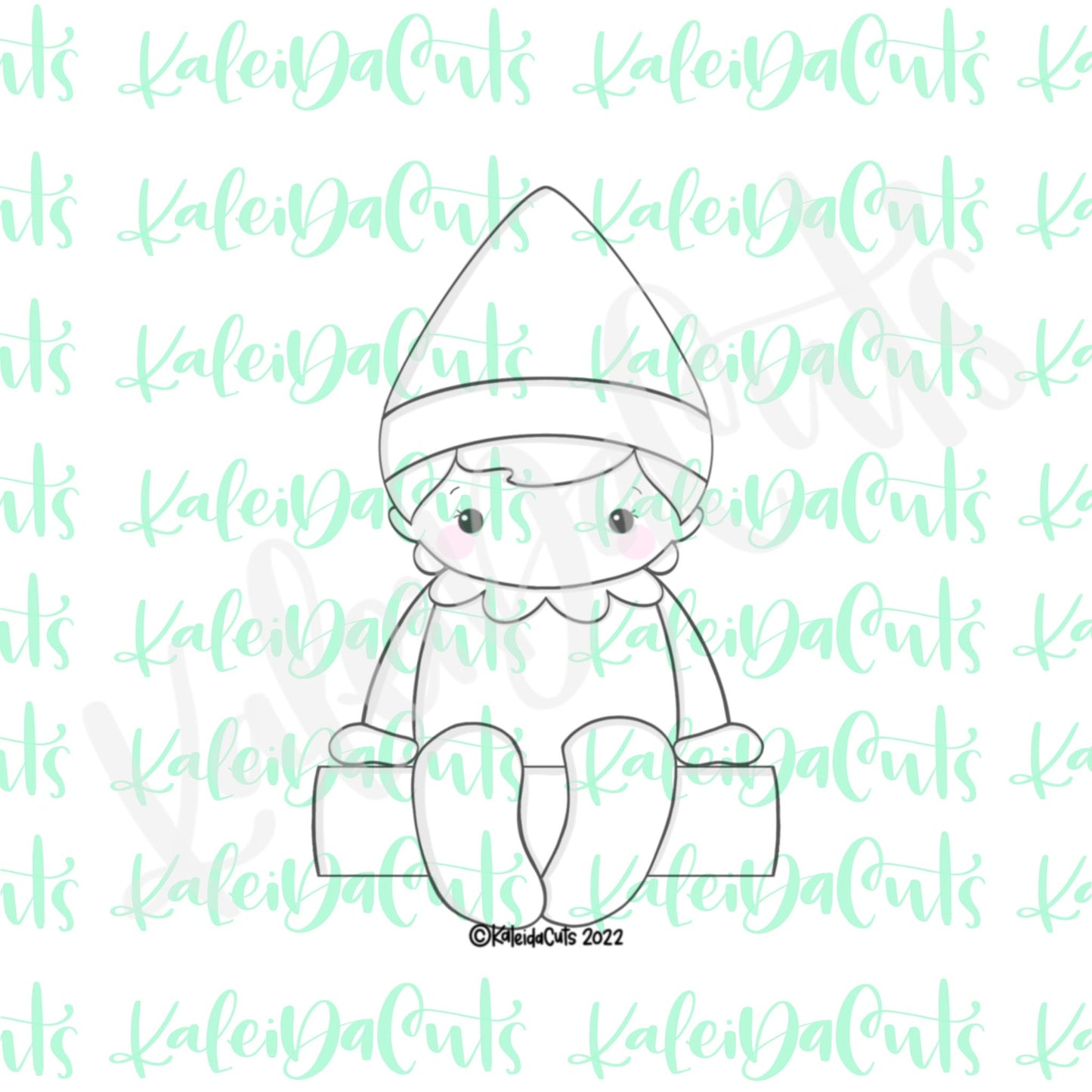 Sitting Elf Girl Solid Plaque Cookie Cutter