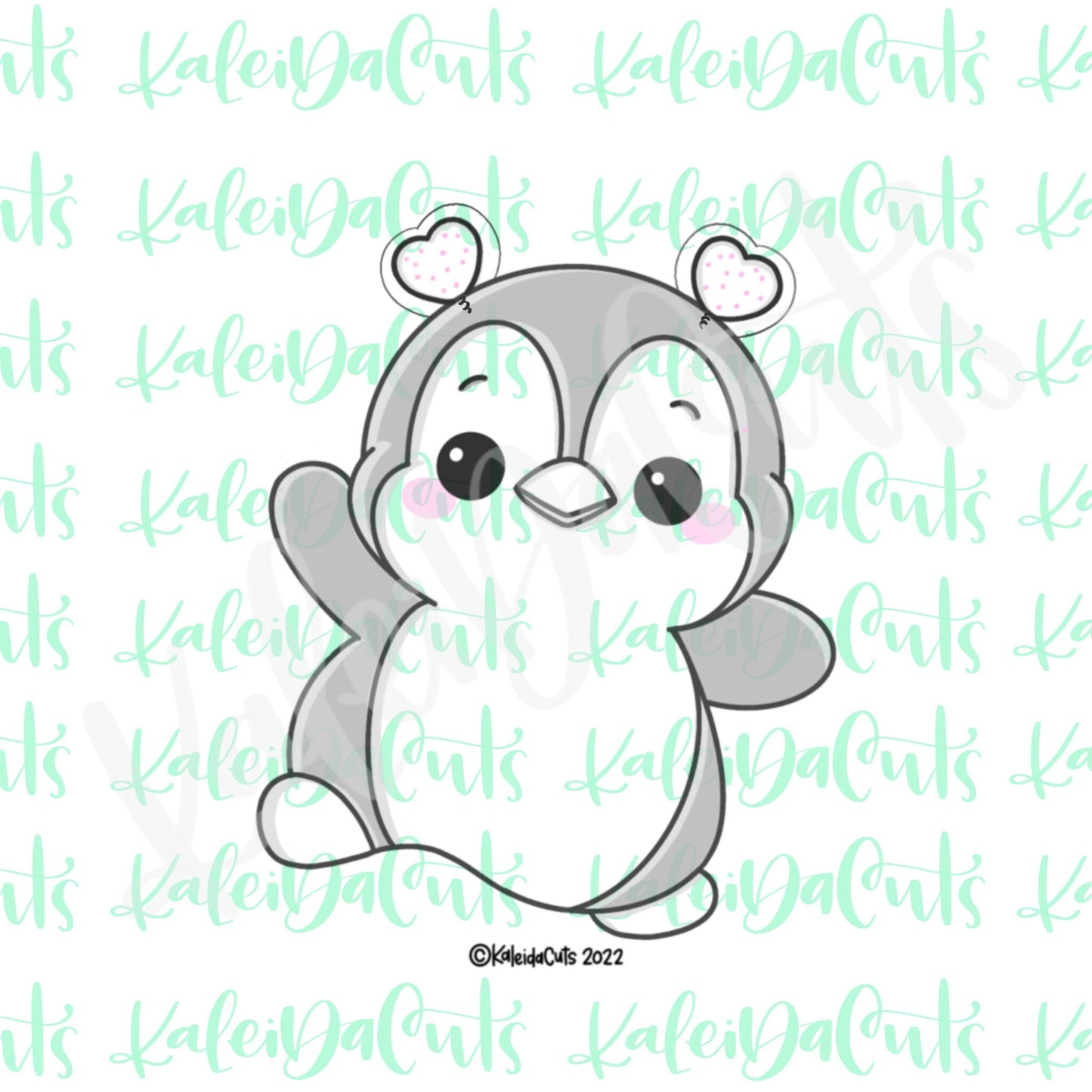 Dancing Penguin Heart Headband Cookie Cutter