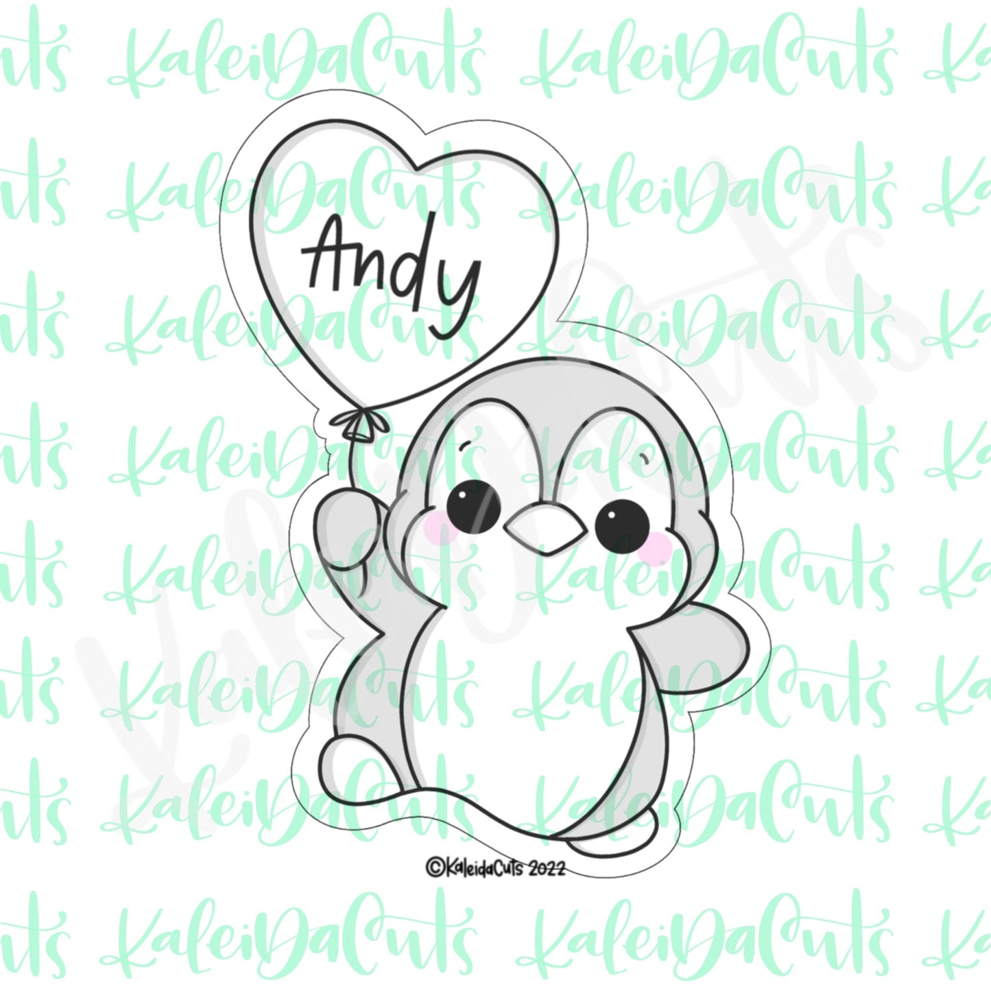 Dancing Penguin Heart Balloon Cookie Cutter