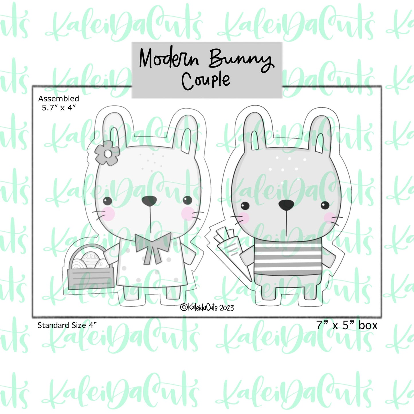 Modern Bunny Couple Cookie Cutters