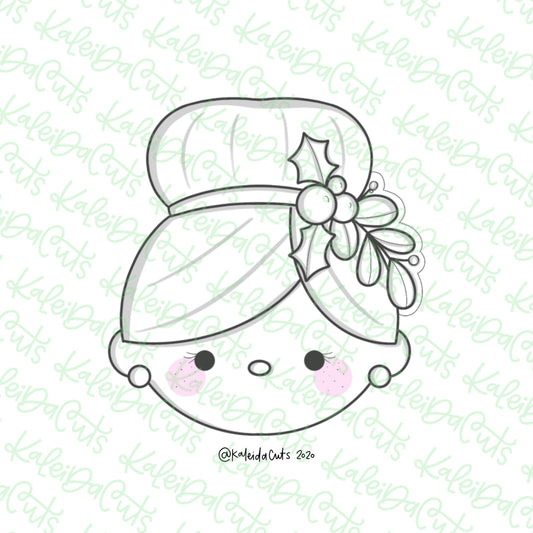 Floral Mrs Claus Face Cookie Cutter