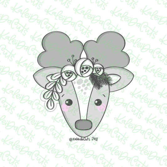 Floral Reindeer Face Cookie Cutter