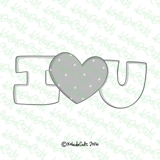 I Heart You Hand Lettered Cookie Cutter
