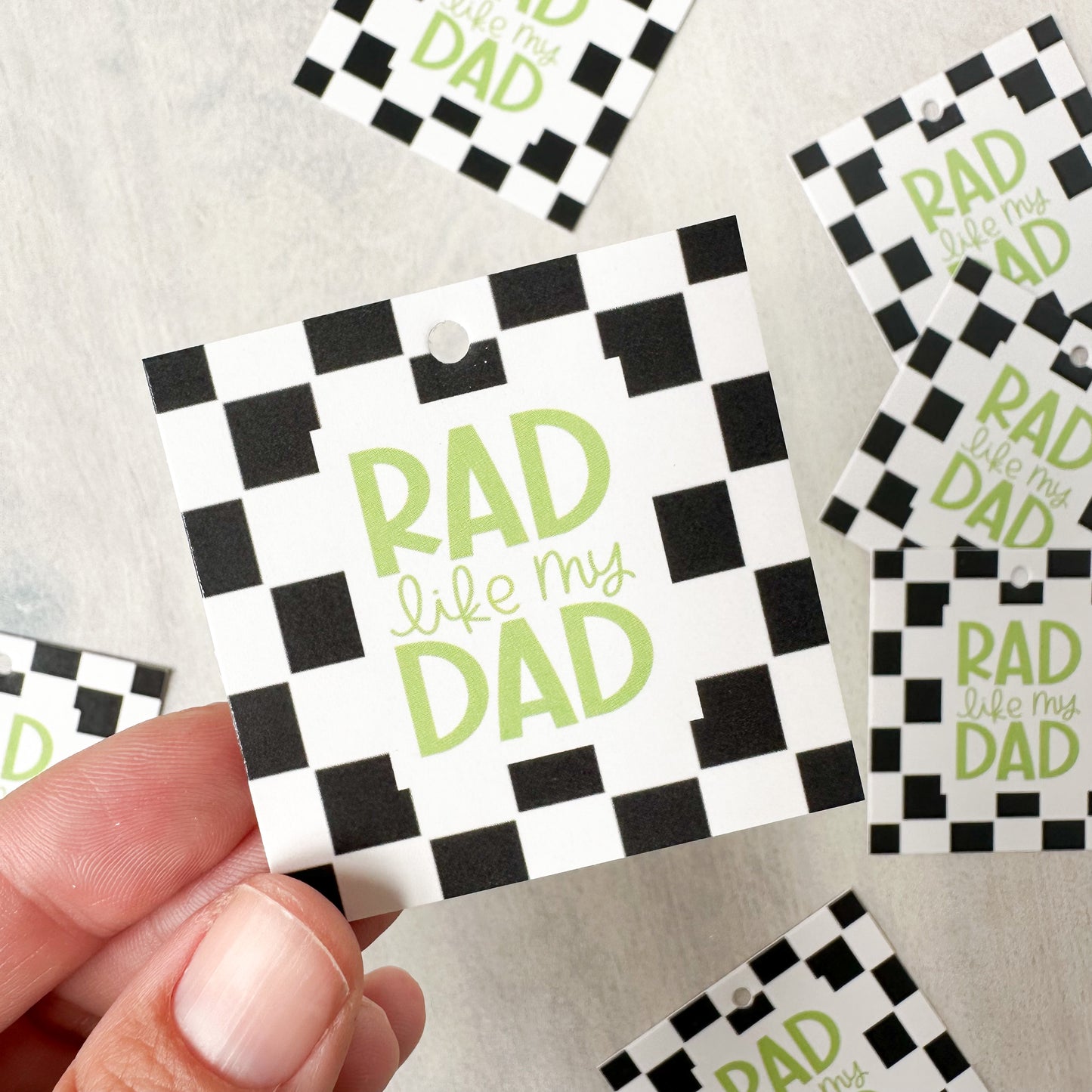 Rad like my Dad 2” x 2” Printed Tags: Set of 25