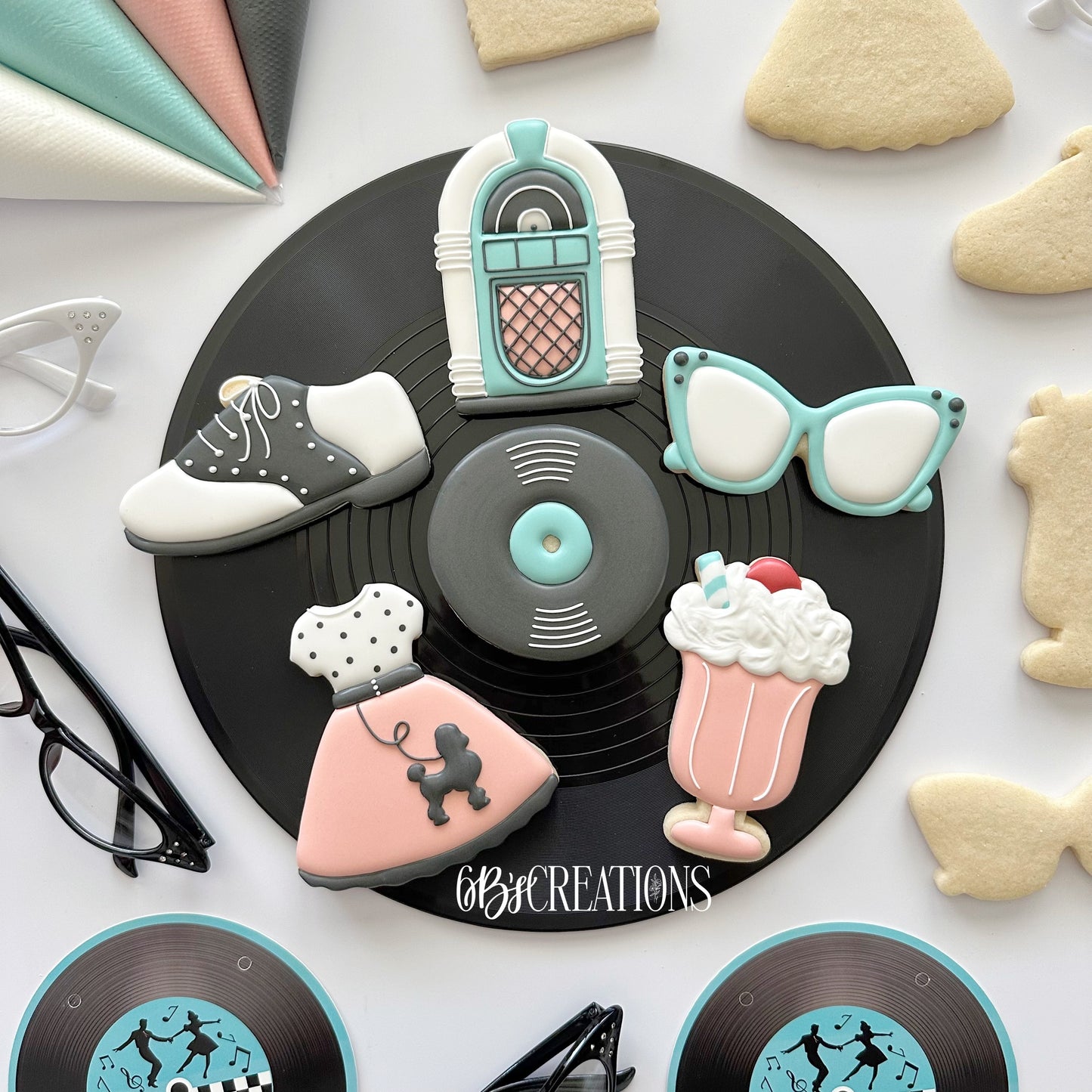 6 B's Creations (Teaching Partners) Jukebox Jive 2026 Set of 5 Cookie Cutters