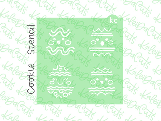 Mini Faces Egg Pattern Stencil