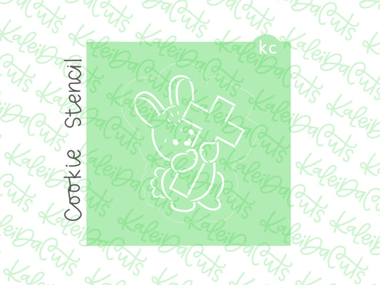PYO Bunny Holding Cross Stencil