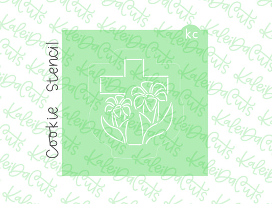PYO Cross with Lilies Stencil
