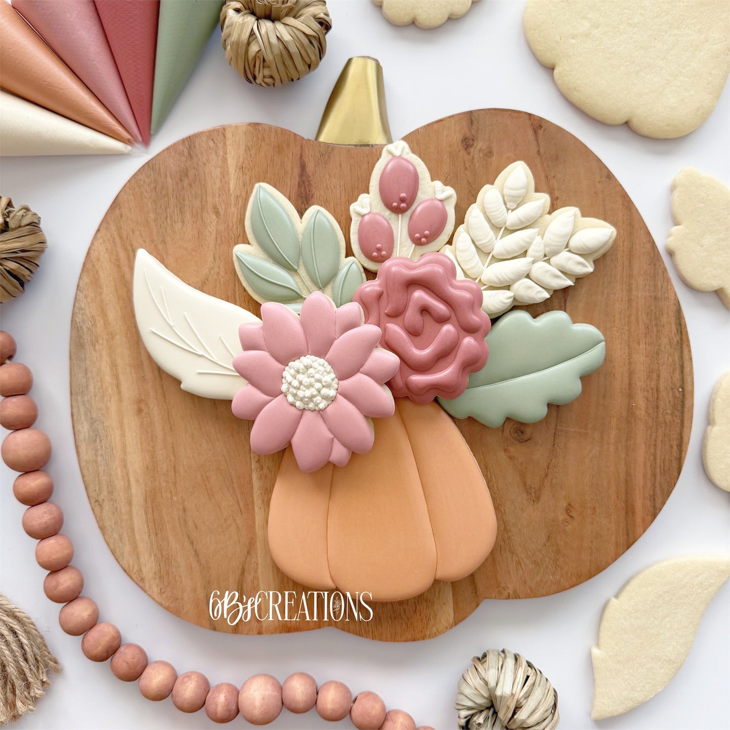 6 B's Creations (Teaching Partners) Pumpkin Bouquet 2026 Set of 8 Cookie Cutters