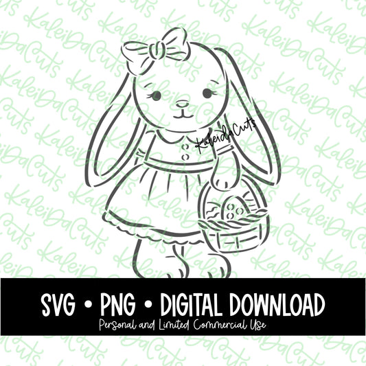 PYO Vintage Girl Bunny Digital Download