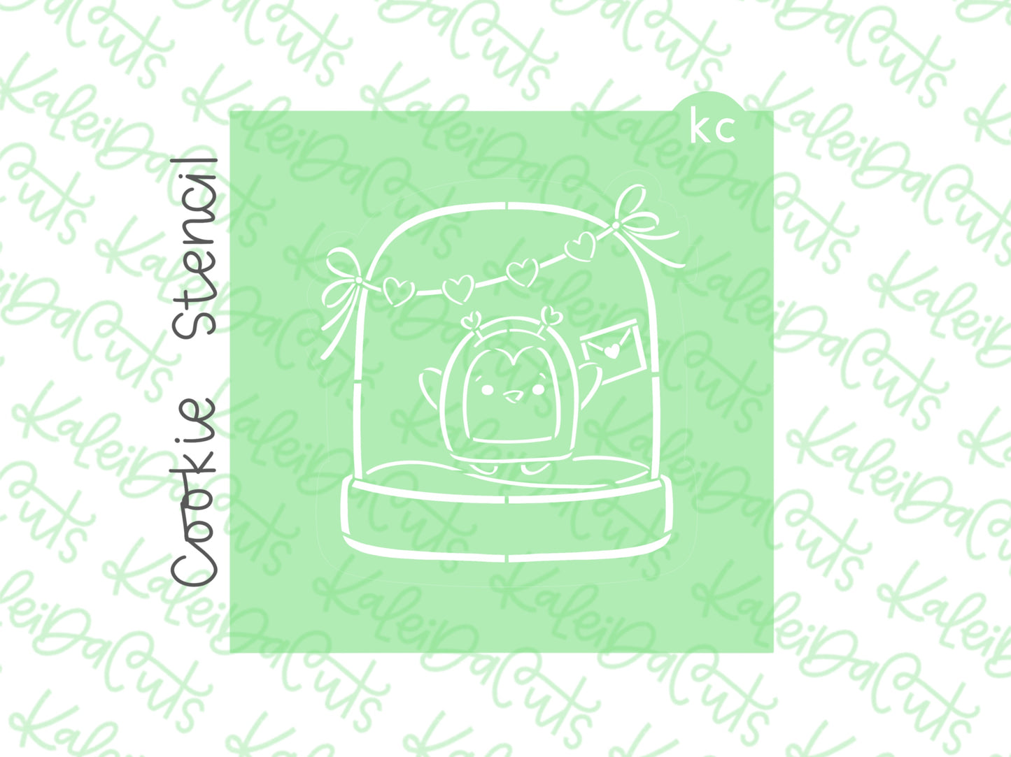 PYO Hearts Penguin Snowglobe Stencil