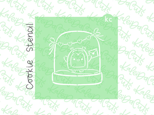 PYO Hearts Penguin Snowglobe Stencil