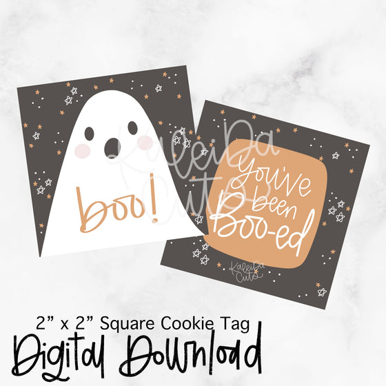 Boo Ghost - You've Been Booed Tag - 2x2 Square - Digital Download