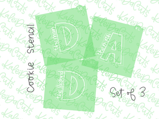 Dad - Man, Myth, Legend Stencil Set of 3