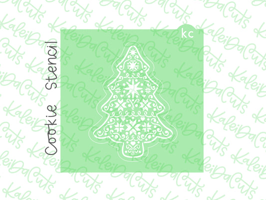 Intricate Gingerbread Tree Stencil