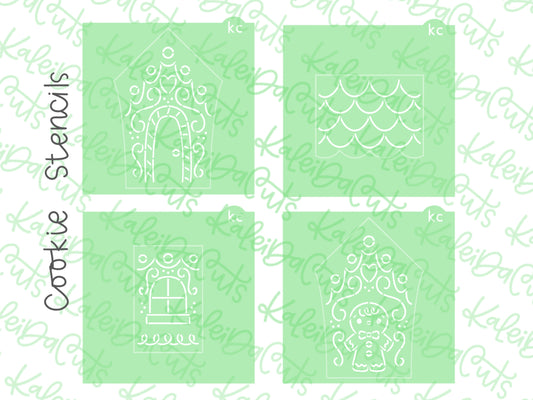 PYO Whimsical Gingerbread House Stencil Set of 4