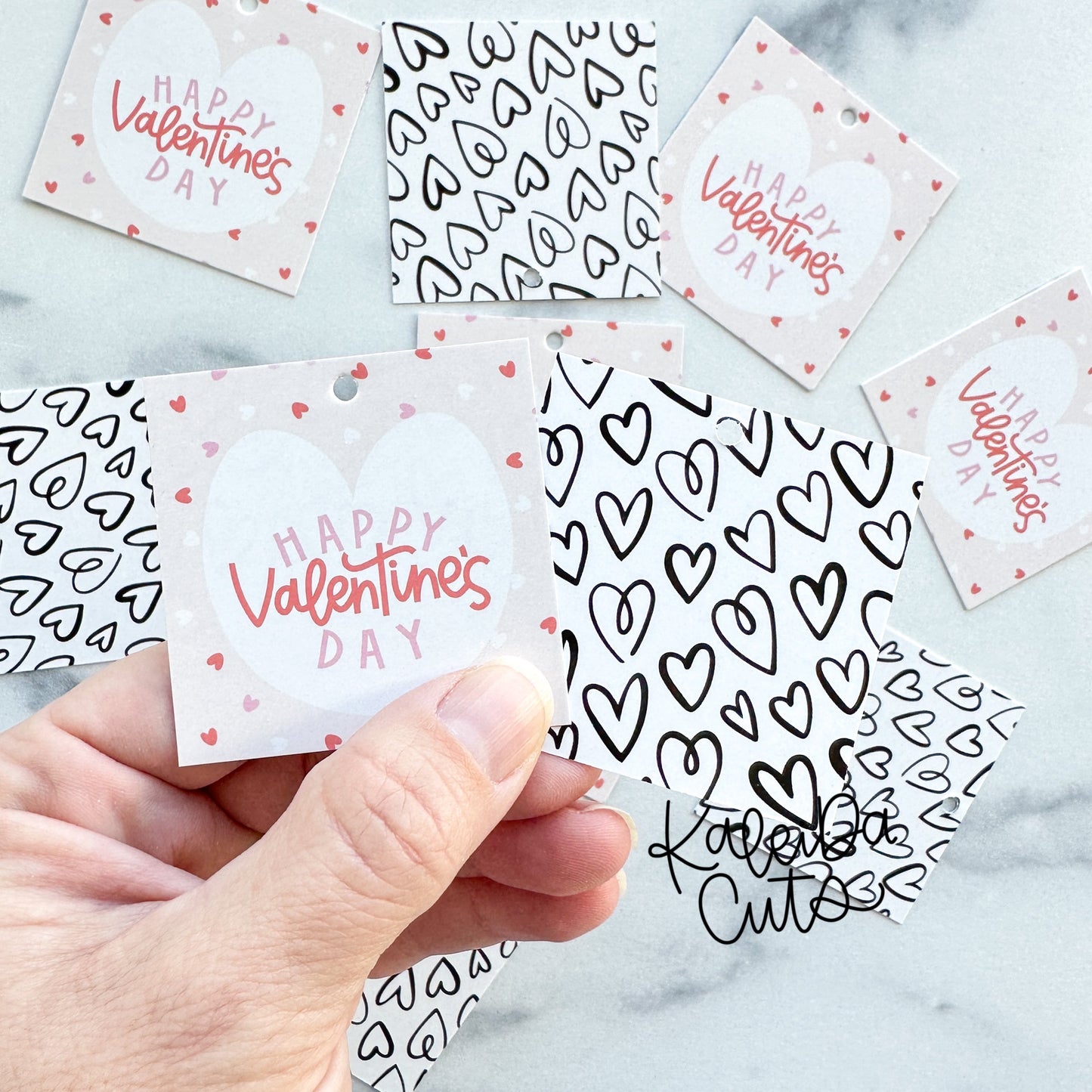 Happy Valentine's Day 2” x 2” Printed Tags: Set of 25