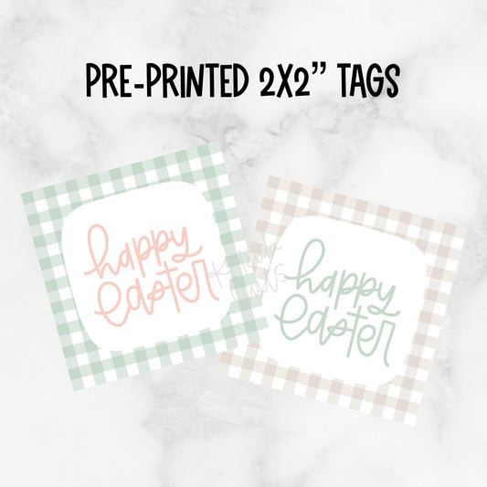 Plaid Happy Easter 2” x 2” Printed Tags: Set of 25