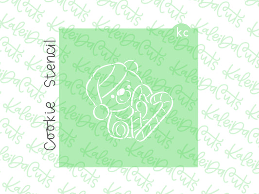 PYO Bear Candy Cane Heart Stencil