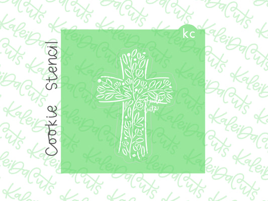 Intricate Floral Cross Stencil
