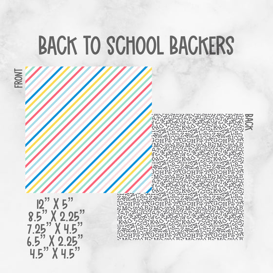 Printed Striped School Themed Box Backers - Choose Your Size