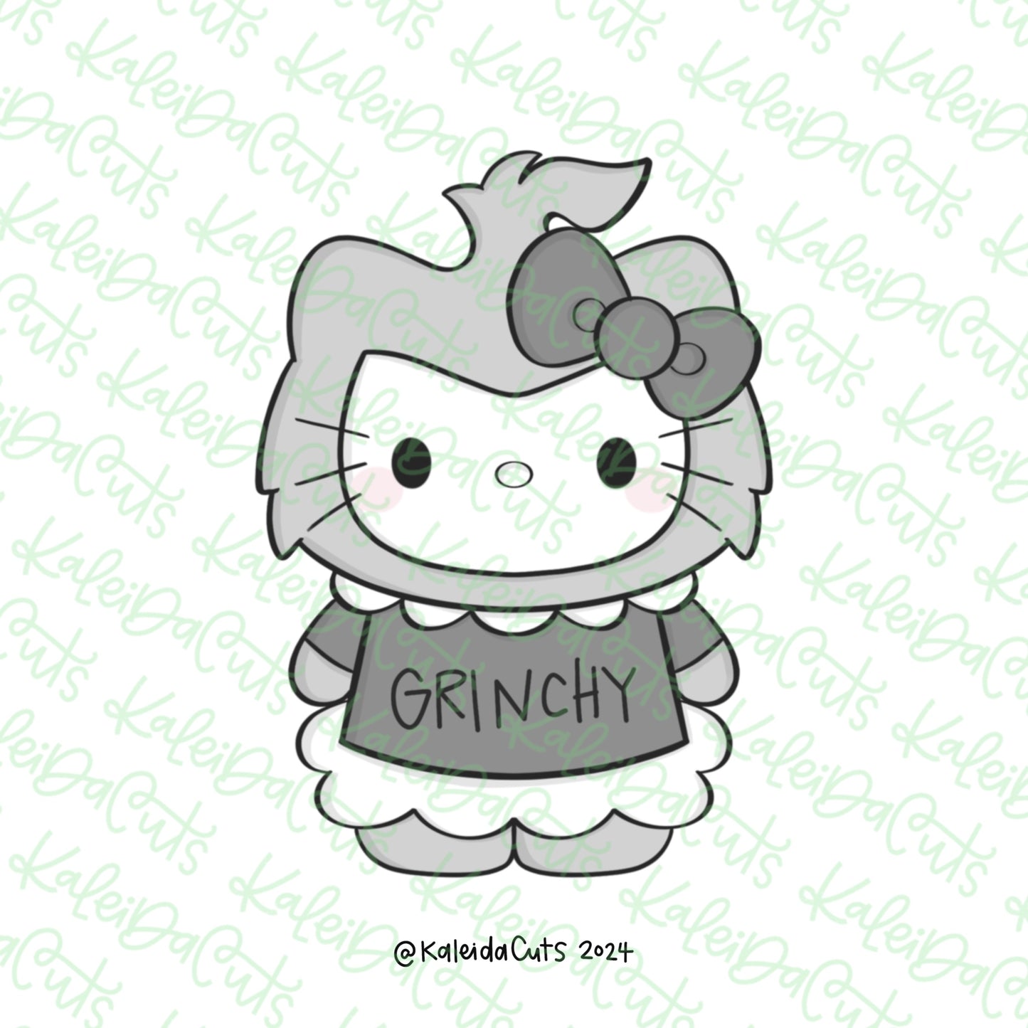 Holiday Kitty Mean Green Cookie Cutter