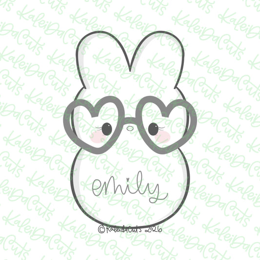 Marshmallow Bunny Heart Glasses Cookie Cutter