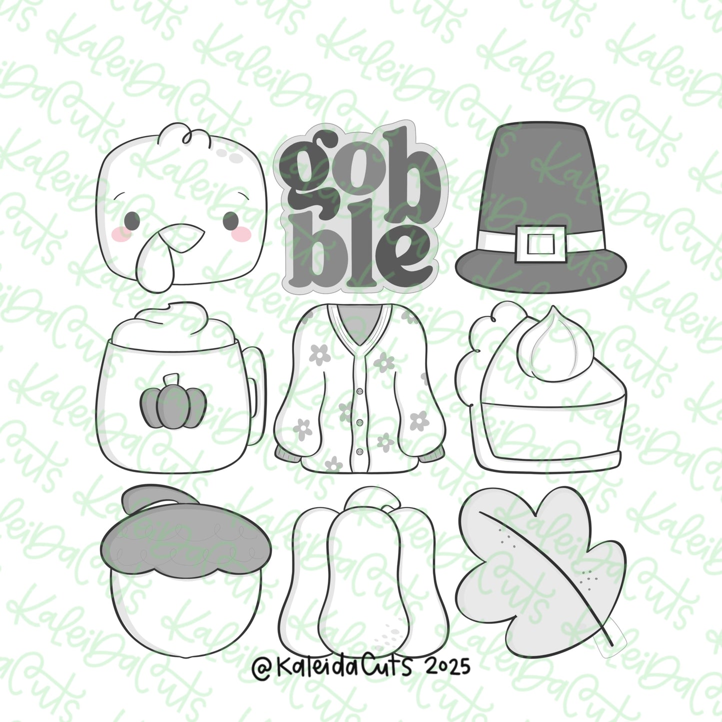 Simple Thankful Dinner Cookie Cutter Set of 9