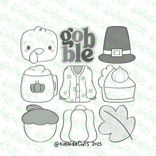 Simple Thankful Dinner Cookie Cutter Set of 9