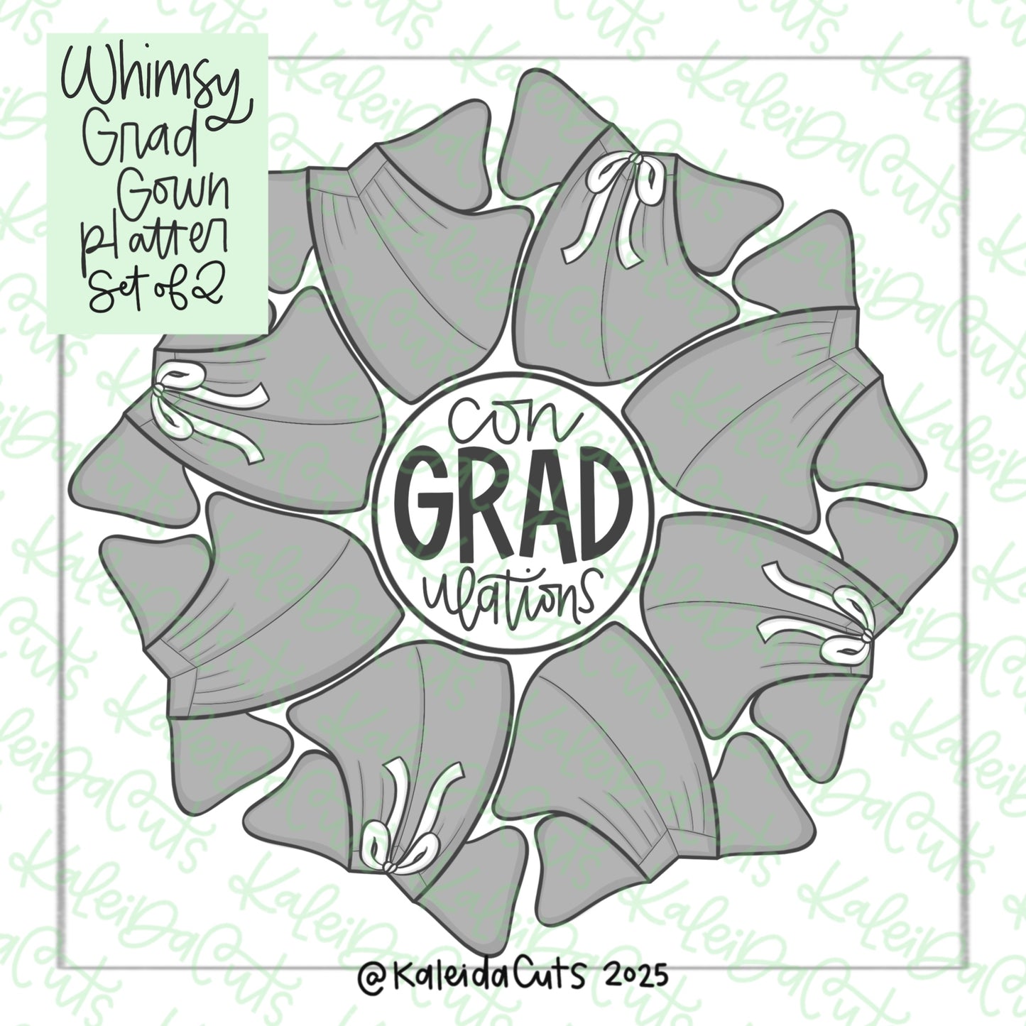 Whimsical Grad Gown Platter Cookie Cutter Set of 2