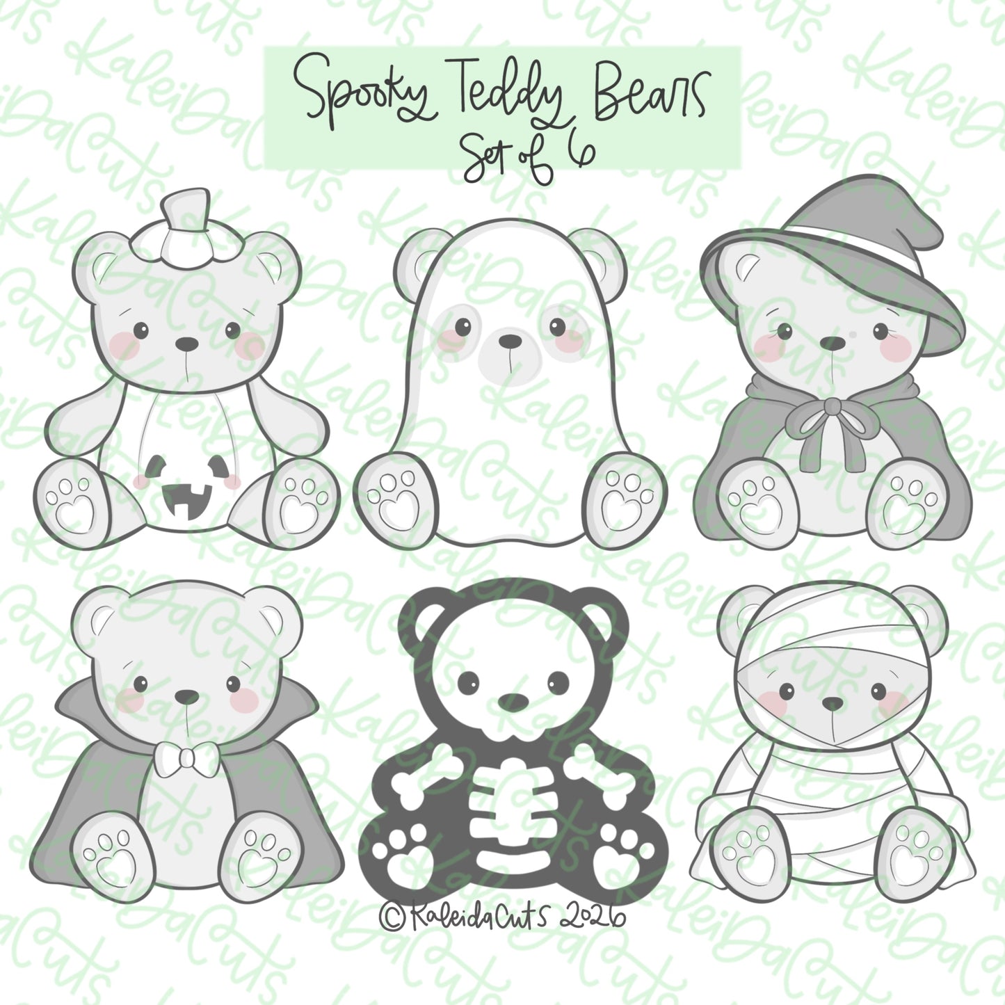 Spooky Teddy Bears Cookie Cutter Set of 6