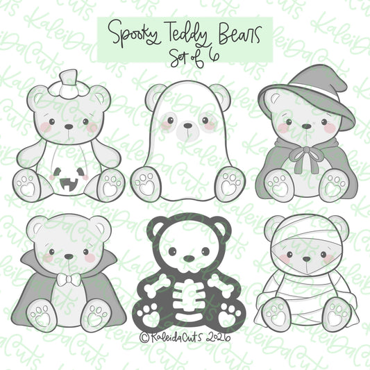 Spooky Teddy Bears Cookie Cutter Set of 6