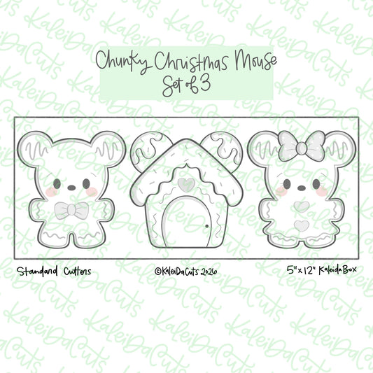 Chunky Christmas Mouse Cookie Cutter Set of 3