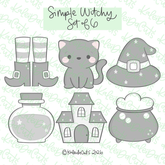 Simple Witchy Cookie Cutter Set of 6