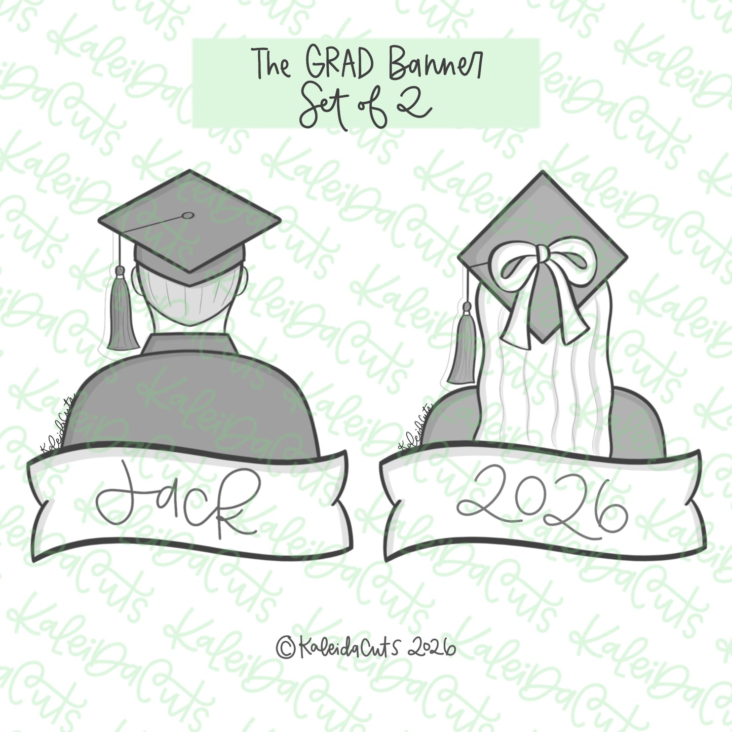 The Grad Banner Cookie Cutters Set of 2