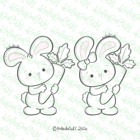 Easter Bunny Carrot Cookie Cutters Set of 2