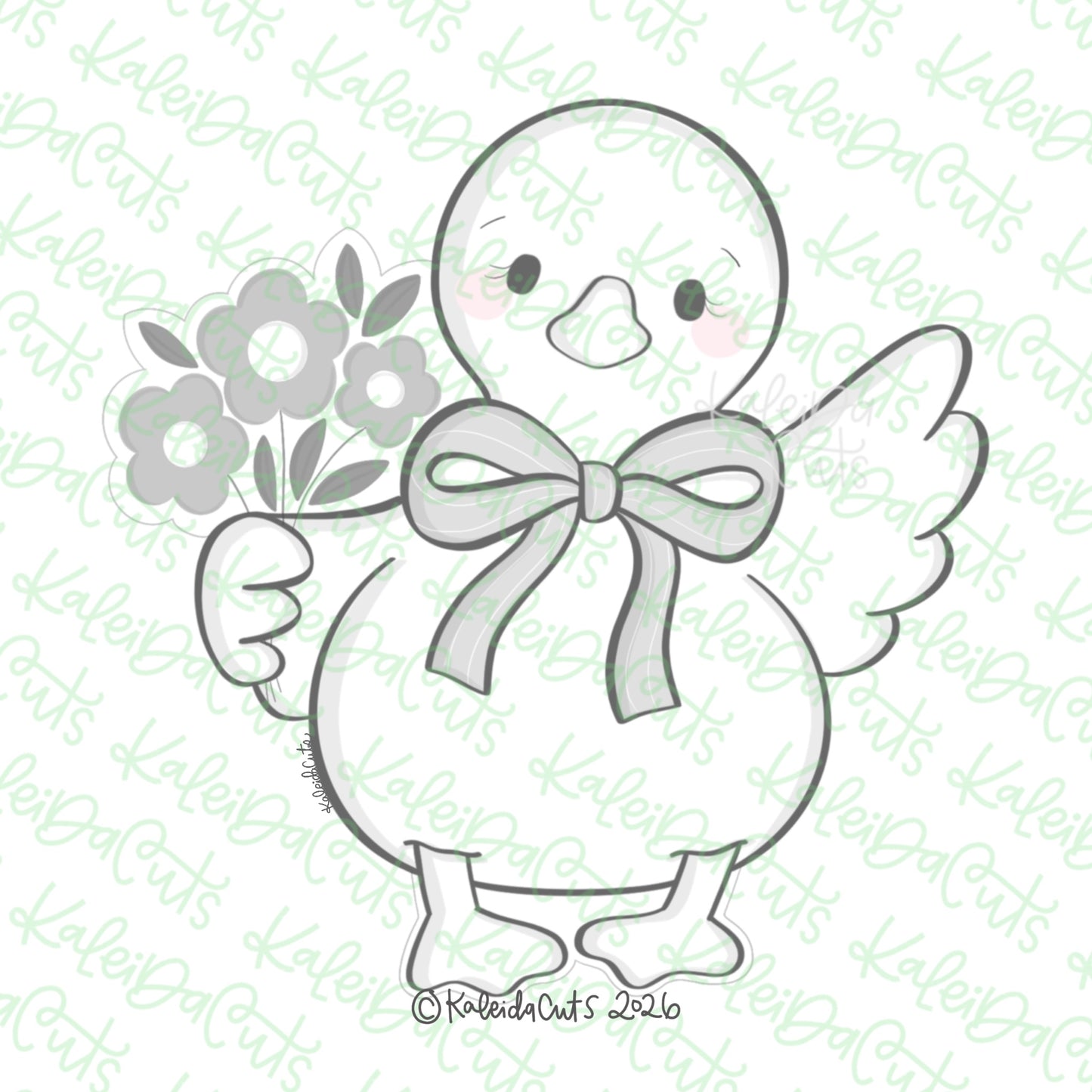 Goose with Flowers Cookie Cutter