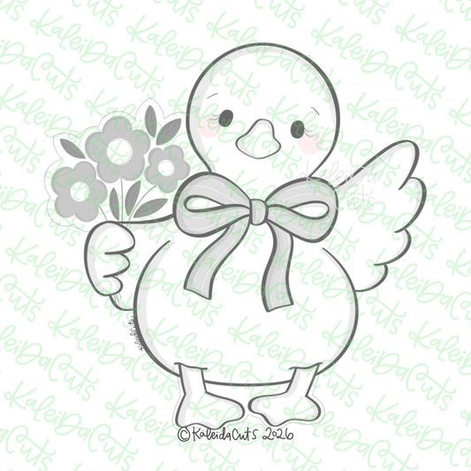 Goose with Flowers Cookie Cutter