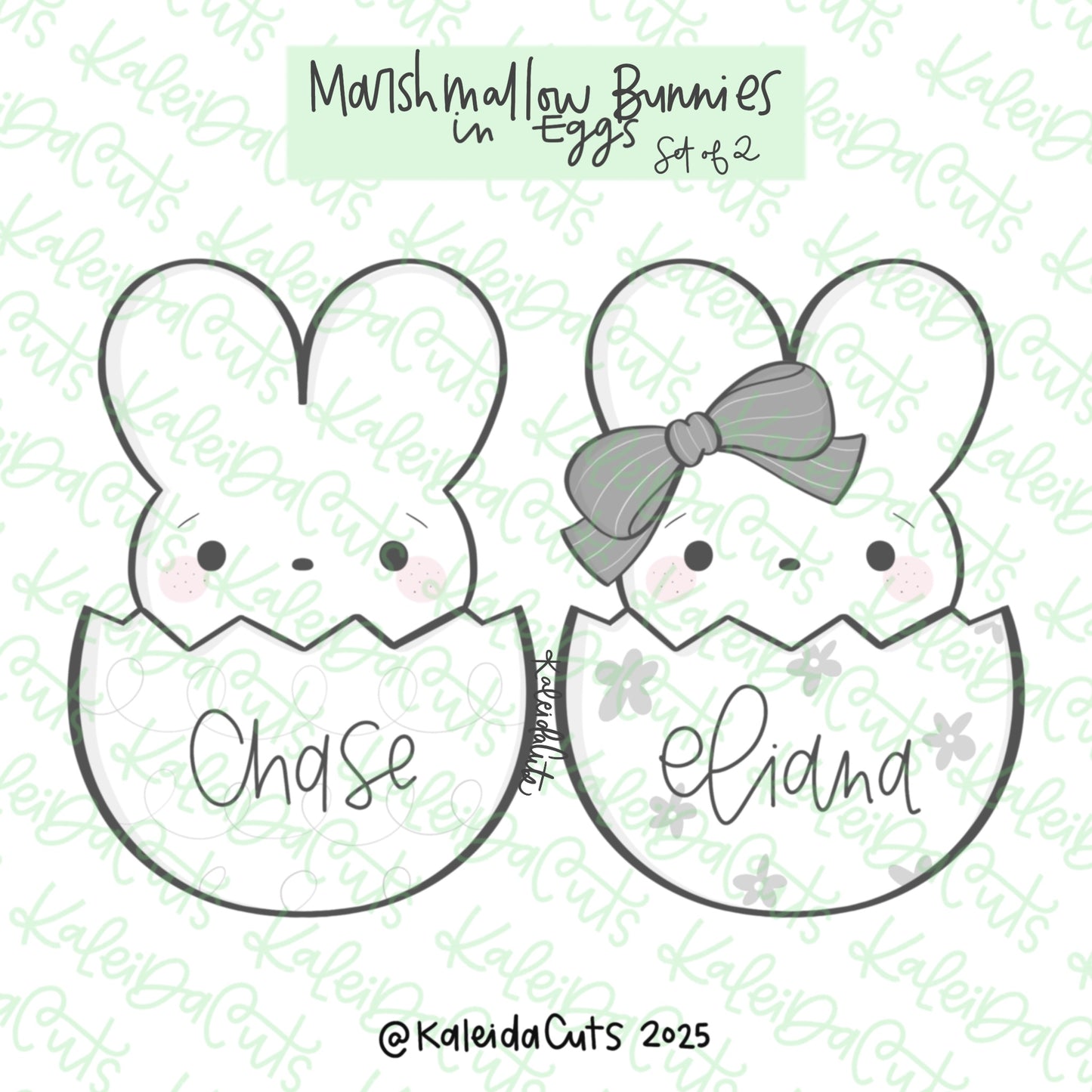 Marshmallow Bunnies in Eggs Cookie Cutters Set of 2