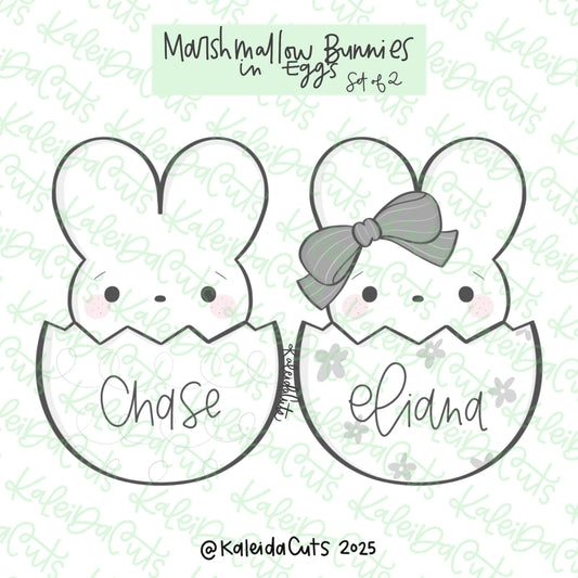 Marshmallow Bunnies in Eggs Cookie Cutters Set of 2