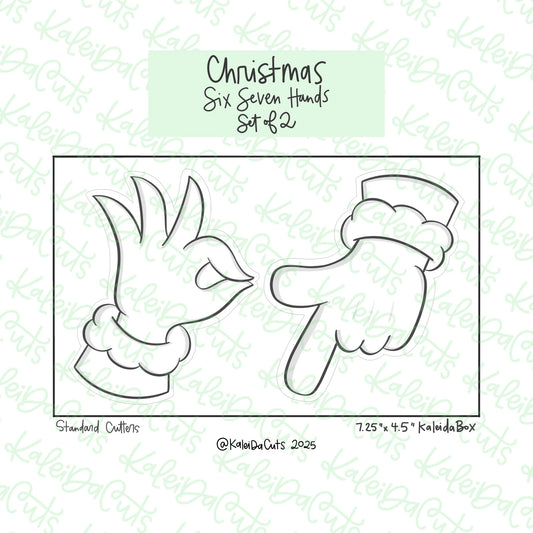 Christmas Six Seven Hands Cookie Cutters Set of 2
