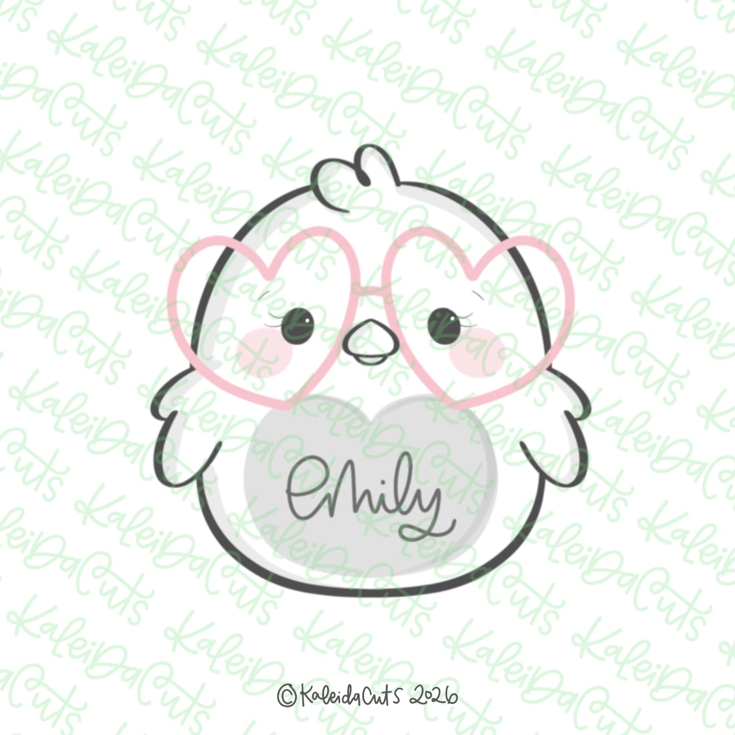 2026 Chubby Chick Heart Glasses Cookie Cutter