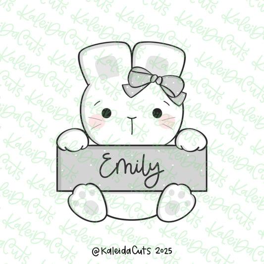2025 Bunny Plaque Bow Cookie Cutter