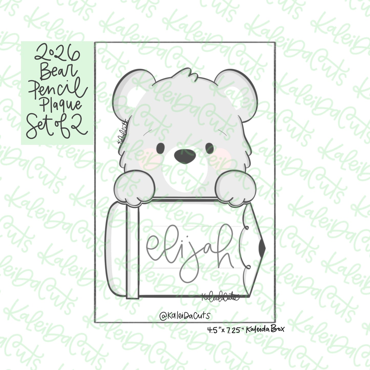 2026 Bear Pencil Plaque Cookie Cutter Set of 2
