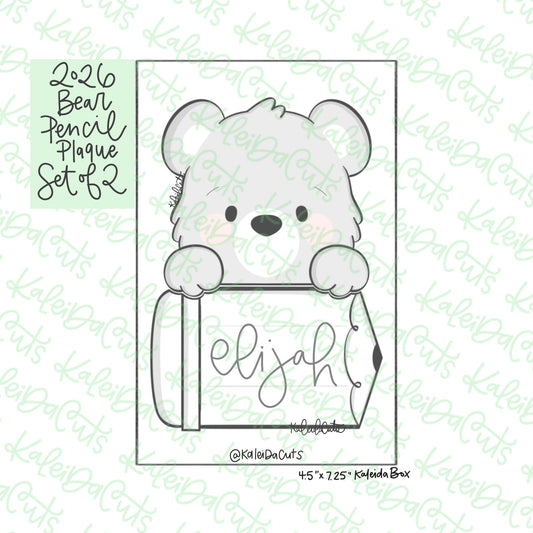 2026 Bear Pencil Plaque Cookie Cutter Set of 2
